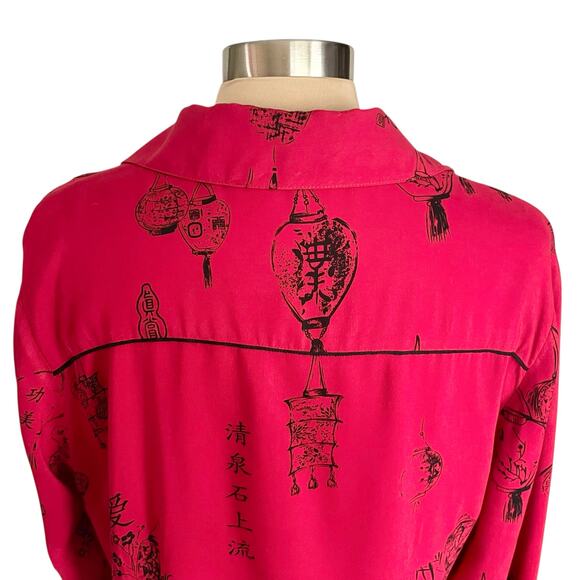 Soft Surroundings Pagoda Wrap Tunic Top Red Japanese Graphics Size PXL Asian - Picture 5 of 11
